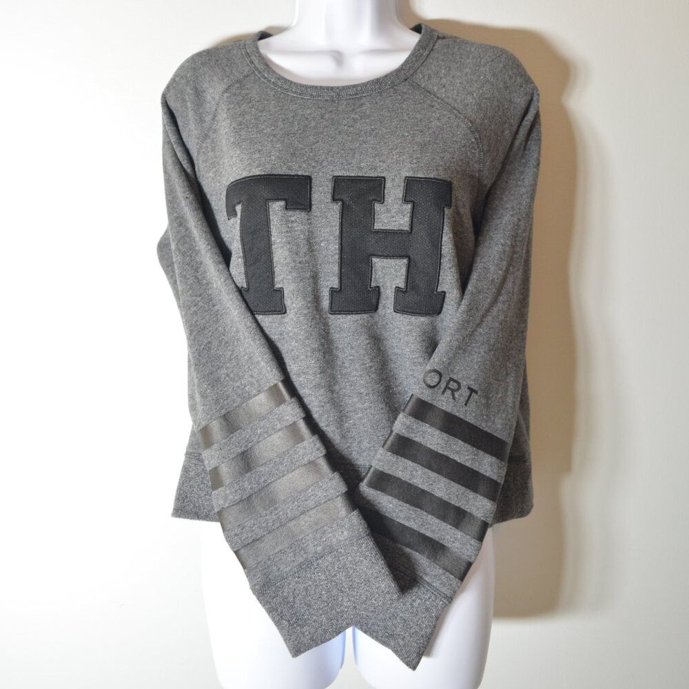 Tommy Hilfiger Sport Sweatshirt Womens Medium Stripes on arm TH embroidered